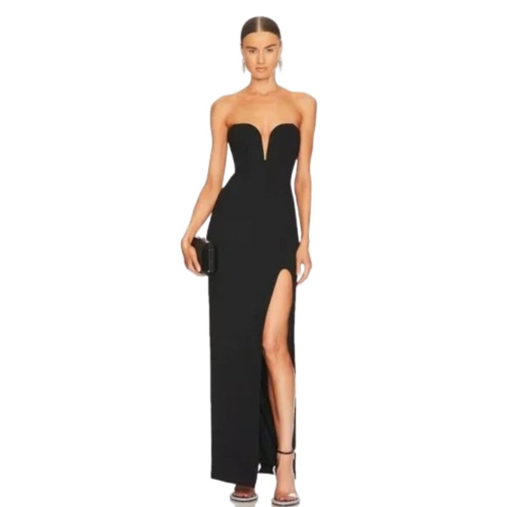 Revolve Nicholas Tena Deep V Sweetheart Strapless Gown